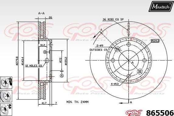 Maxtech 871114 - Bremžu diski ps1.lv