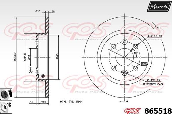 Maxtech 861337 - Bremžu diski ps1.lv