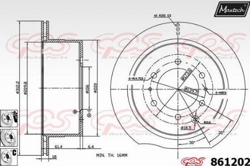 Maxtech 861202.6880 - Bremžu diski ps1.lv