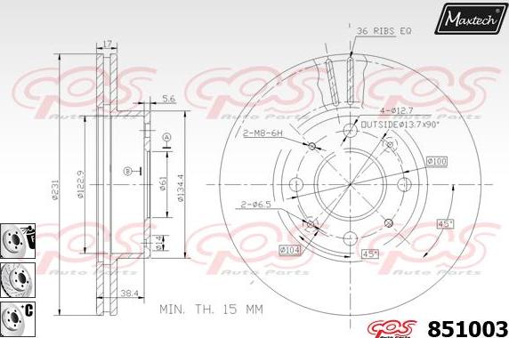 Maxtech 863505 - Bremžu diski ps1.lv