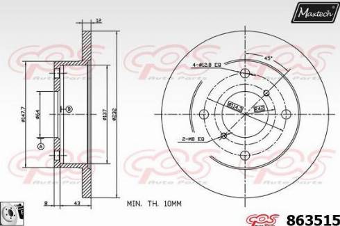 Maxtech 863515.0080 - Bremžu diski ps1.lv