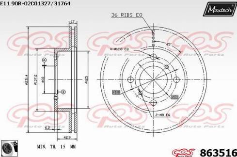 Maxtech 863516.0060 - Bremžu diski ps1.lv