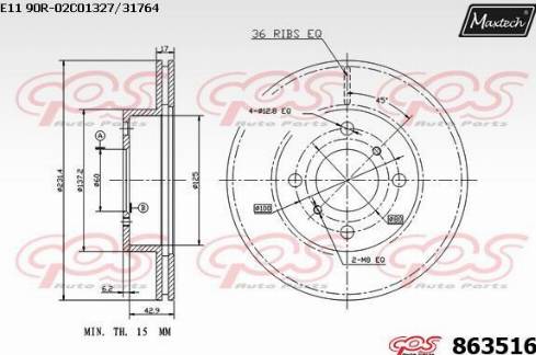 Maxtech 863516.0000 - Bremžu diski ps1.lv