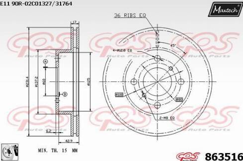 Maxtech 863516.0080 - Bremžu diski ps1.lv