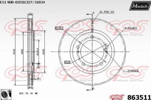 Maxtech 863511.0060 - Bremžu diski ps1.lv