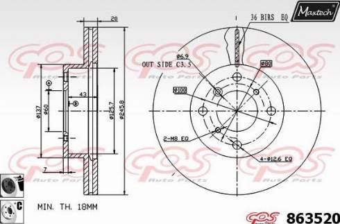 Maxtech 863520.6060 - Bremžu diski ps1.lv