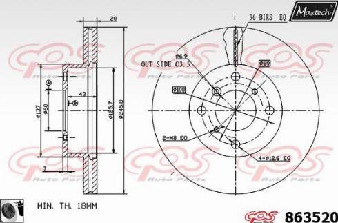 Maxtech 863520.0060 - Bremžu diski ps1.lv