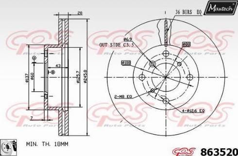 Maxtech 863520.0080 - Bremžu diski ps1.lv