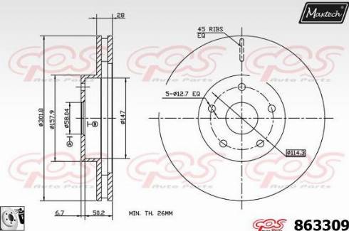 Maxtech 863309.0080 - Bremžu diski ps1.lv