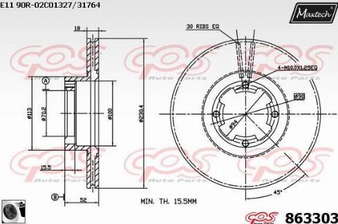 Maxtech 863303.0060 - Bremžu diski ps1.lv