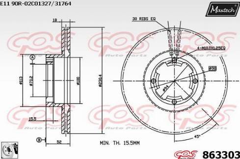 Maxtech 863303.0080 - Bremžu diski ps1.lv