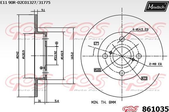 Maxtech 800112 - Skrūve, Bremžu disks ps1.lv