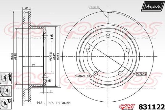 Maxtech 811220 - Bremžu diski ps1.lv