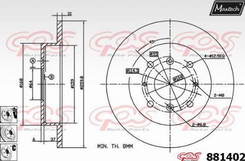 Maxtech 881402.6880 - Bremžu diski ps1.lv