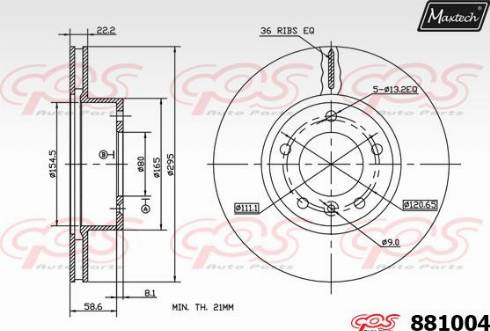 Maxtech 881004.0000 - Bremžu diski ps1.lv