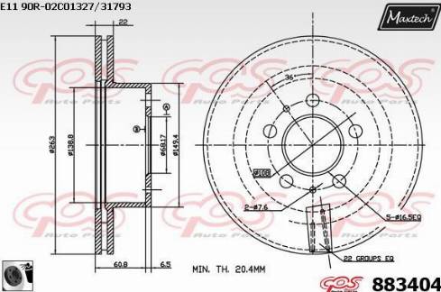 Maxtech 883404.0060 - Bremžu diski ps1.lv