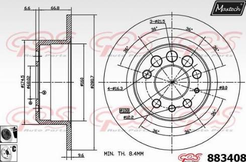 Maxtech 883408.6060 - Bremžu diski ps1.lv