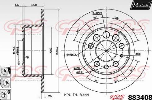 Maxtech 883408.6880 - Bremžu diski ps1.lv