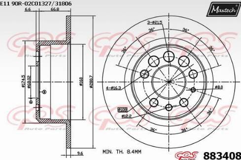 Maxtech 883408.0000 - Bremžu diski ps1.lv