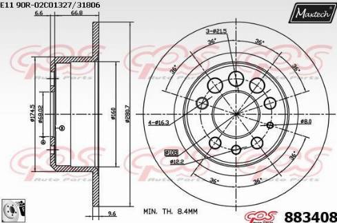 Maxtech 883408.0080 - Bremžu diski ps1.lv