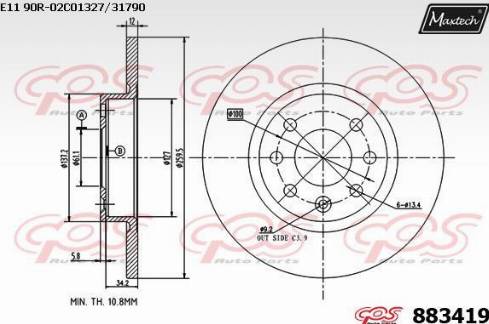 Maxtech 883419.0000 - Bremžu diski ps1.lv