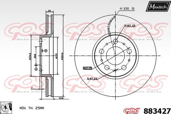 Maxtech 883418 - Bremžu diski ps1.lv