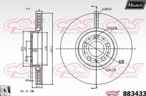 Maxtech 883433.0080 - Bremžu diski ps1.lv