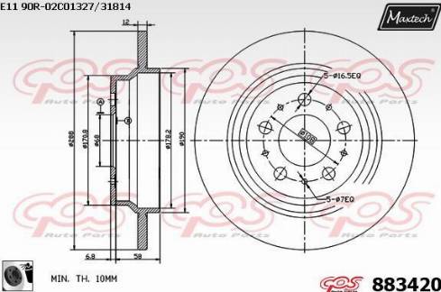 Maxtech 883420.0060 - Bremžu diski ps1.lv