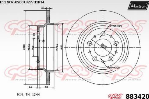 Maxtech 883420.0000 - Bremžu diski ps1.lv