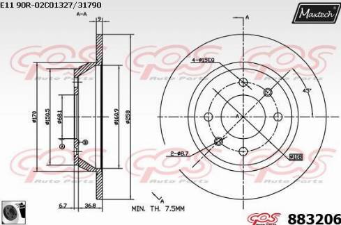 Maxtech 883206.0060 - Bremžu diski ps1.lv