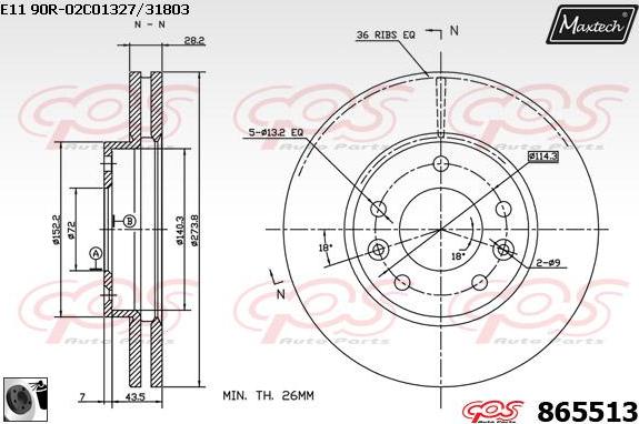 Maxtech 883207 - Bremžu diski ps1.lv