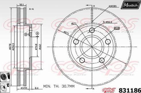 Maxtech 831186.6060 - Bremžu diski ps1.lv