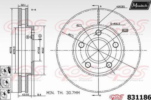 Maxtech 831186.6880 - Bremžu diski ps1.lv