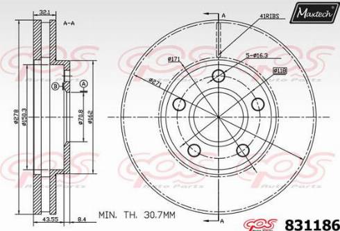 Maxtech 831186.0000 - Bremžu diski ps1.lv