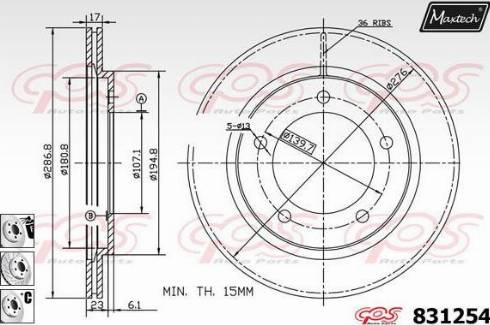 Maxtech 831254.6880 - Bremžu diski ps1.lv