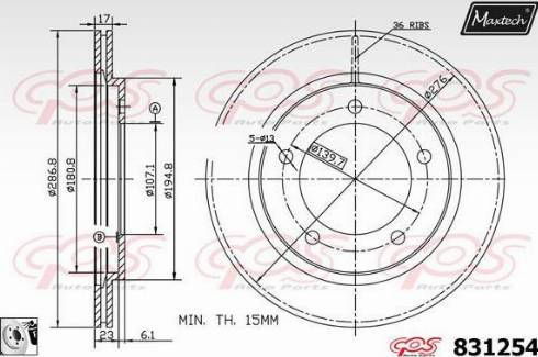 Maxtech 831254.0080 - Bremžu diski ps1.lv