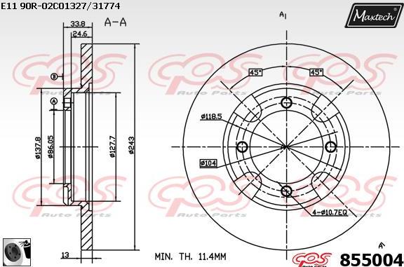 Maxtech 821188 - Bremžu diski ps1.lv