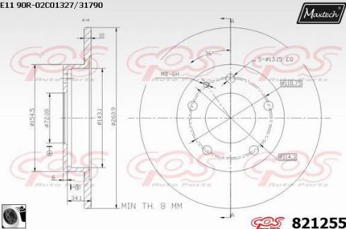 Maxtech 821255.0060 - Bremžu diski ps1.lv