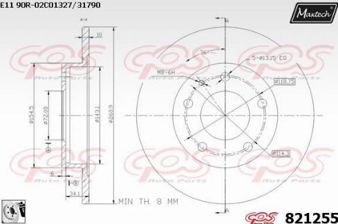 Maxtech 821255.0080 - Bremžu diski ps1.lv