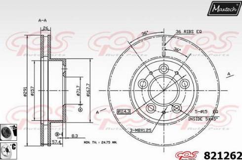 Maxtech 821262.6060 - Bremžu diski ps1.lv