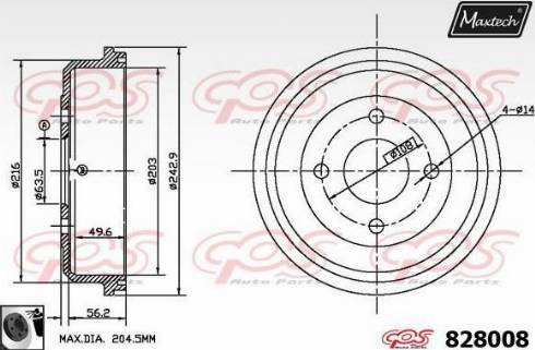 Maxtech 828008.0060 - Bremžu trumulis ps1.lv