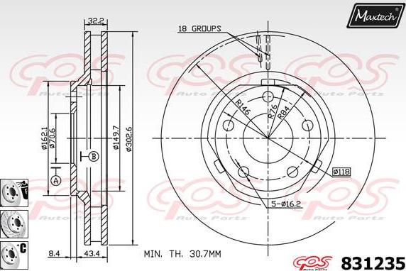 Maxtech 827037 - Bremžu diski ps1.lv