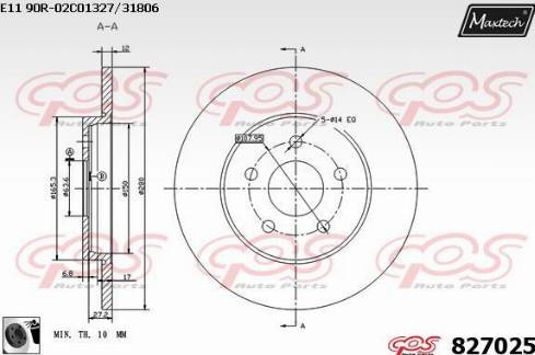 Maxtech 827025.0060 - Bremžu diski ps1.lv