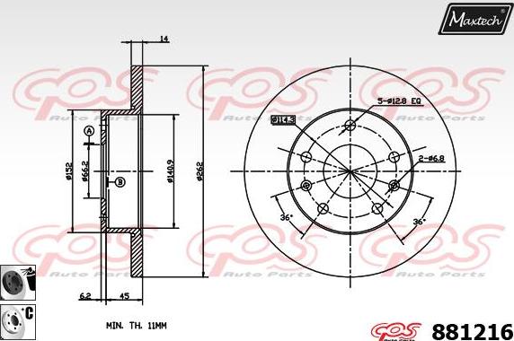 Maxtech 875605 - Bremžu diski ps1.lv