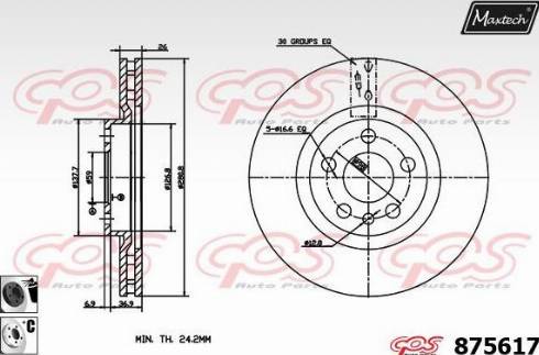 Maxtech 875617.6060 - Bremžu diski ps1.lv