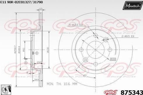 Maxtech 875343.0080 - Bremžu diski ps1.lv