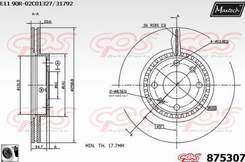 Maxtech 875307.0060 - Bremžu diski ps1.lv