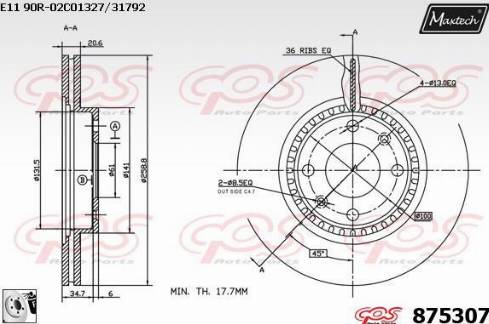 Maxtech 875307.0080 - Bremžu diski ps1.lv