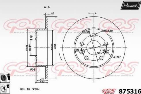 Maxtech 875316.6060 - Bremžu diski ps1.lv