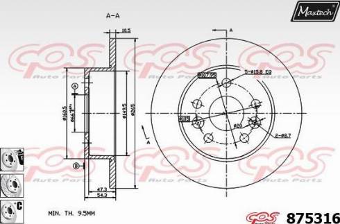 Maxtech 875316.6880 - Bremžu diski ps1.lv